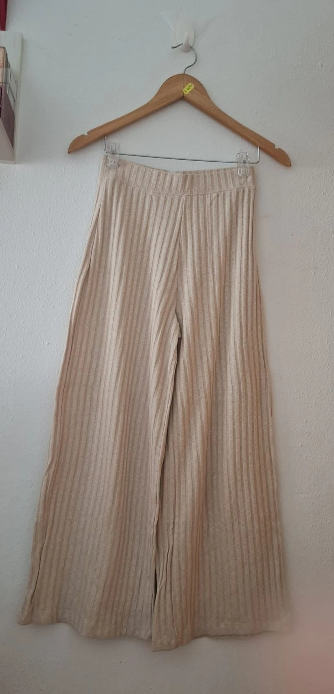 Beige wijde elastische geribde Y2K limited edition broek – photo 3